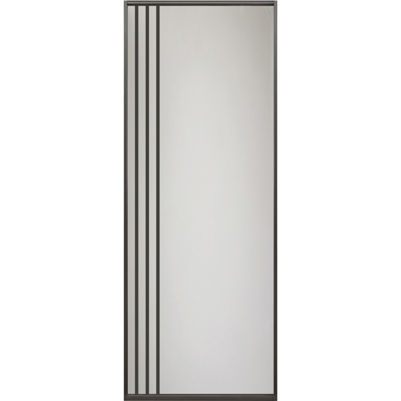 Aluminium door with transparent glass and three decorative profiles
