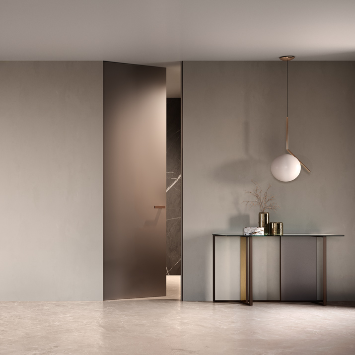 The innovative METAL lacquered finish gives these flat doors a unmistakeable surface texture with a unique, refined effect.